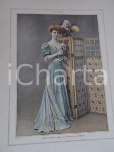 Stampa, bozzetto originale 1890 ca LE FIGARO  MODES Robe d aprÃ¨smidi MARTIAL & ARMAND Tavola 27x35 cm 1