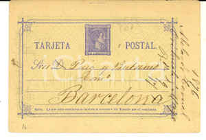 Cartolina originale da collezione 1876 ORIHUELA ES Tarjeta postal orden A. CELARDO FERUEL a PUIG Y BUTSEMS 1