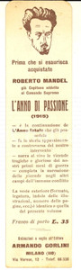 Oggetto da collezione cartaceo 1933 Roberto MANEL L anno di passione 1915 Segnalibro pubblicitario ed. GORLINI 1
