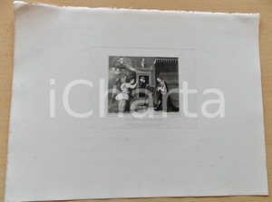 Stampa, bozzetto originale 1880 ca ARTE SACRA Ave Maria, gratia plena Stampa inc. MASSAU 37x28 cm 1
