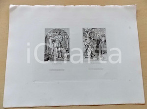 Stampa, bozzetto originale 1880 ca ARTE SACRA S. Hubertus  S. Arnoldus Stampa inc. EITEL 28x37 cm 1