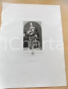 Stampa, bozzetto originale 1880 ca ARTE SACRA S. Bonaventura doct. seraphicus Stampa inc. MASSAU 28x37 1