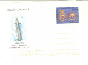Materiale pubblicitario d’epoca 1990 STORIA POSTALE Biglietto postale 1Â° Centenario dei sommergibili italiani 1