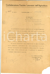 Manoscritto, lettera originale 1944 VALDOBBIADENE Confederazione Fascista Agricoltori  Lettera a Enrica MASSA 1