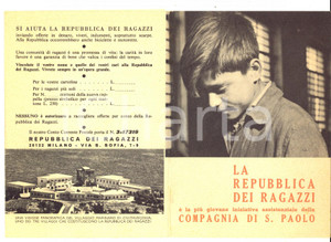 Materiale pubblicitario d’epoca 1950 ca COMPAGNIA DI SAN PAOLO Opuscolo LA REPUBBLICA DEI RAGAZZI Pubblicitario 1