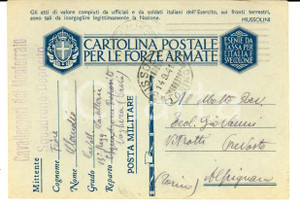 Cartolina originale da collezione 1941 VOGHERA PV WW2 Cartolina Claudio FIORE  CAVALLEGGERI DEL MONFERRATO 1