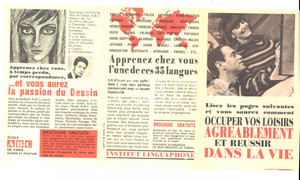 Materiale pubblicitario d’epoca 1950 PARIS Institut LINGUAPHONE  Ecole ABC Dessin Brochure publicitaire 1