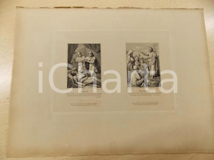 Stampa, bozzetto originale 1880 ca ARTE SACRA Davide e Giovanni il Battista Stampa inc. F. LUDY 37x28 cm 1