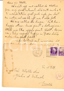 Manoscritto, lettera originale 1942 MILANO STORIA POSTALE Lettera al cav. Ubaldo NINI 50 CENT. Armi e cuori 1