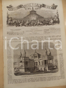 Giornale, rivista storica 1873 ESPOSIZIONE UNIVERSALE DI VIENNA Padiglione Duca di Sassonia Rivista nÂ° 7 1
