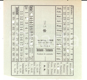 Oggetto da collezione cartaceo 1940 ca Autotrasporti FORLINI Linea BELLANTE  TORTORETO Abbonamento 1