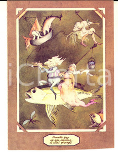 Cartolina originale da collezione 1980 ca SATIRA POLITICA Pannella fugge con attori girovaghi Cartolina PERICOLI 1