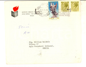 Cartolina originale da collezione 1975 STORIA POSTALE ROMA Busta ISTITUTO BIBLICO EVANGELICO L. 50 Anno Santo 1
