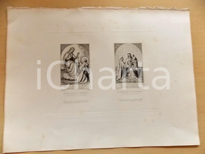 Stampa, bozzetto originale 1880 ca ARTE SACRA Istituzione scapolare e rosario Stampa inc. EITEL 37x28 cm 1