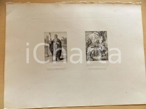 Stampa, bozzetto originale 1880 ca ARTE SACRA S. Bonifacius  S. Franciscus Stampa inc. F. LUDY 37x28 cm 1