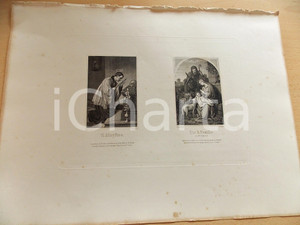 Stampa, bozzetto originale 1880 ca ARTE SACRA S. Aloysius  Die h. Famille Stampa inc. BAUER 37x28 cm 1