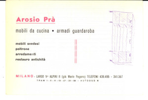 Cartolina originale da collezione 1950 ca MILANO Mobili da cucina Arosio PRA  Biglietto pubblicitario 1