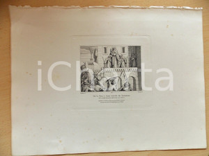 Stampa, bozzetto originale 1880 ca ARTE SACRA Chiara d Assisi respinge i Turchi Stampa inc. NUSSER 37x28 1