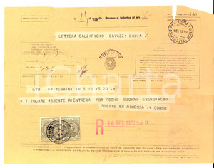 Documento originale, autentico 1931 PAVIA Calzificio GAVAZZI Telegramma per rimessa Bolli Lire 4 1