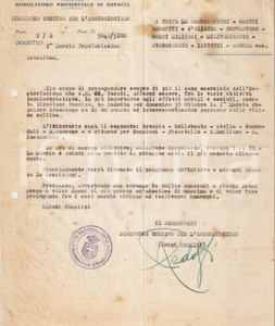 Documento originale, autentico 1927 OND BRESCIA Organizzazione della 1 Marcia Popolarissima Bresciana 1