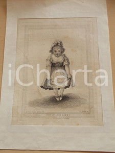 Stampa, bozzetto originale 1800 ca COSTUMI Lavina SPENCER New shoes!  Litografia A. SUNTACH 25x35 cm 1