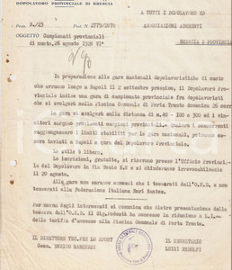 Documento originale, autentico 1928 OND BRESCIA Campionato provinciale di nuoto a PORTA TRENTO Lettera 1