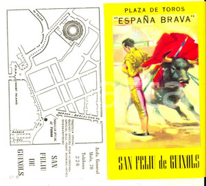 Materiale pubblicitario d’epoca 1964 SANT FELIU DE GUIXOLS Corrida de toros JosÃ© Ignacio SANCHEZ Biglietto 1