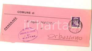 Cartolina originale da collezione 1945 STORIA POSTALE LUOGOTENZA Fascetta GIAVENO ORBASSANO Imperiale senza fasci 1