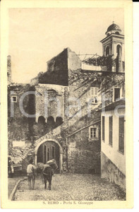 Cartolina originale da collezione 1915 ca SANREMO IM Porta SAN GIUSEPPE Cartolina ANIMATA asino FP NV 1