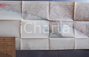 Mappa, planimetria storica 1930 ca TCI Carta zone turistiche d Italia LIGURIA Riviera di Levante Mappa 1