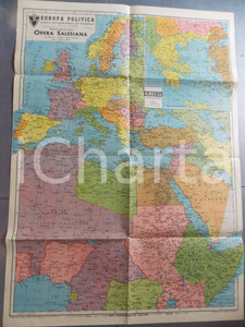 Mappa, planimetria storica 1940 Carta EUROPA e AFRICA settentrionale  GRECIA Ed. OPERA SALESIANA 50x70 1