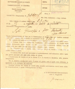 Documento originale, autentico 1941 WW2 MILANO FABBRICAZIONI GUERRA Assegnazione rotoli metallo ditta REDAELLI 1