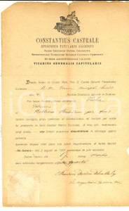Documento originale, autentico 1924 TORINO Fascicolo nozze Pietro VIOLA  Florinda BOTTINO Mons. CASTRALE 1