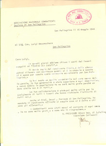 Documento originale, autentico 1944 RSI ANC SAN PELLEGRINO TERME Lettera offerte e lavori al Tempio dei Caduti 1