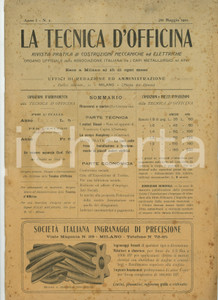 Giornale, rivista storica 1911 LA TECNICA D OFFICINA Motori Diesel  Pompa Humphrey  Rivista anno I n°1 1
