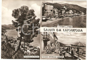 Cartolina originale da collezione 1966 LAIGUEGLIA SV Vedutine con TORRIONE e albergo Cartolina FG VG 1