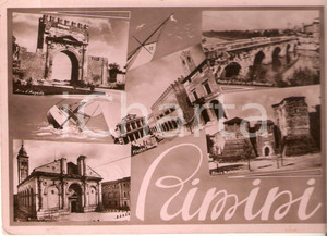 Cartolina originale da collezione 1949 RIMINI Vedutine della città  con barca a vela DIDI Cartolina FG VG 1