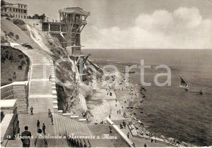 Cartolina originale da collezione 1955 ca ANCONA Scalinata e ascensore a mare Cartolina FG VG 1