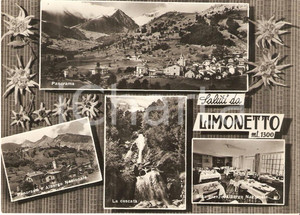 Cartolina originale da collezione 1960 LIMONE PIEMONTE CN Frazione LIMONETTO Vedutine Albergo Nazionale FG VG 1