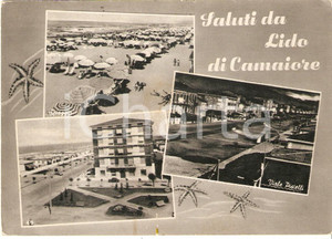 Cartolina originale da collezione 1959 LIDO DI CAMAIORE LU Vedute con Viale Pistelli e spiaggia Cartolina FG VG 1