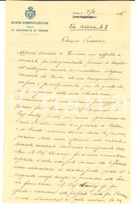 Autografo originale 1925 TORINO DifficoltÃ  di Jader CAPPELLI a ottenere cattedra Lettera AUTOGRAFA 1
