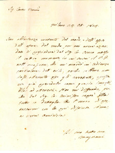 Manoscritto, lettera originale 1804 MILANO Lettera MAGNANI a Luigi GNECCO su una grazia concessa Prefilatelica 1