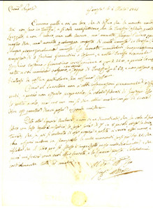 Manoscritto, lettera originale 1845 FAENZA Conte Giuseppe AZZALLI sul cambio delle monete Prefilatelica 1