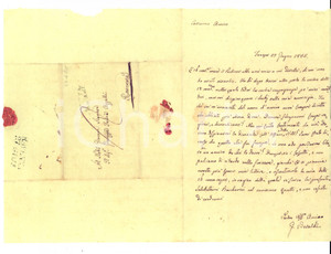 Manoscritto, lettera originale 1835 FAENZA Giacomo BERARDI si scusa per il ritardo nel rispondere a un amico 1