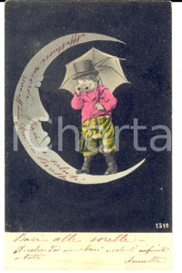 Cartolina originale da collezione 1905 BAMBINI Piccolo esploratore sulla Luna Cartolina postale VINTAGE FP VG 1