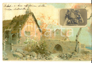 Cartolina originale da collezione 1900 ca Cartolina ILLUSTRATA con fotografia di bambina VINTAGE CURIOSA FP VG 1