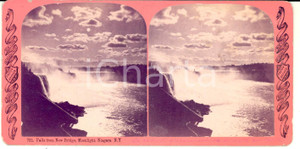 Fotografia d epoca originale 1890 NIAGARA FALLS NY Falls from New Bridge Stereoscopic photo BIERSTADT 1