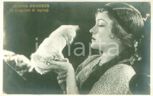 Cartolina originale da collezione 1927 LAGRIME DI REGINA Gloria SWANSON Ritratto con gatto Cartolina FP VG 1