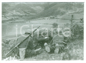 Fotografia d epoca originale 1940 ca FRONTE GRECO ALBANESE WW2 Soldati italiani in postazione Fotografia 1