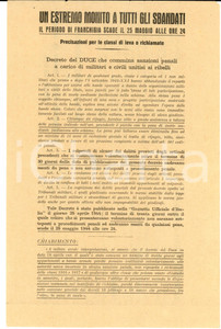Documento originale, autentico 1944 RSI Decreto Duce contro militari unitisi ai ribelli Volantino DANNEGGIATO 1